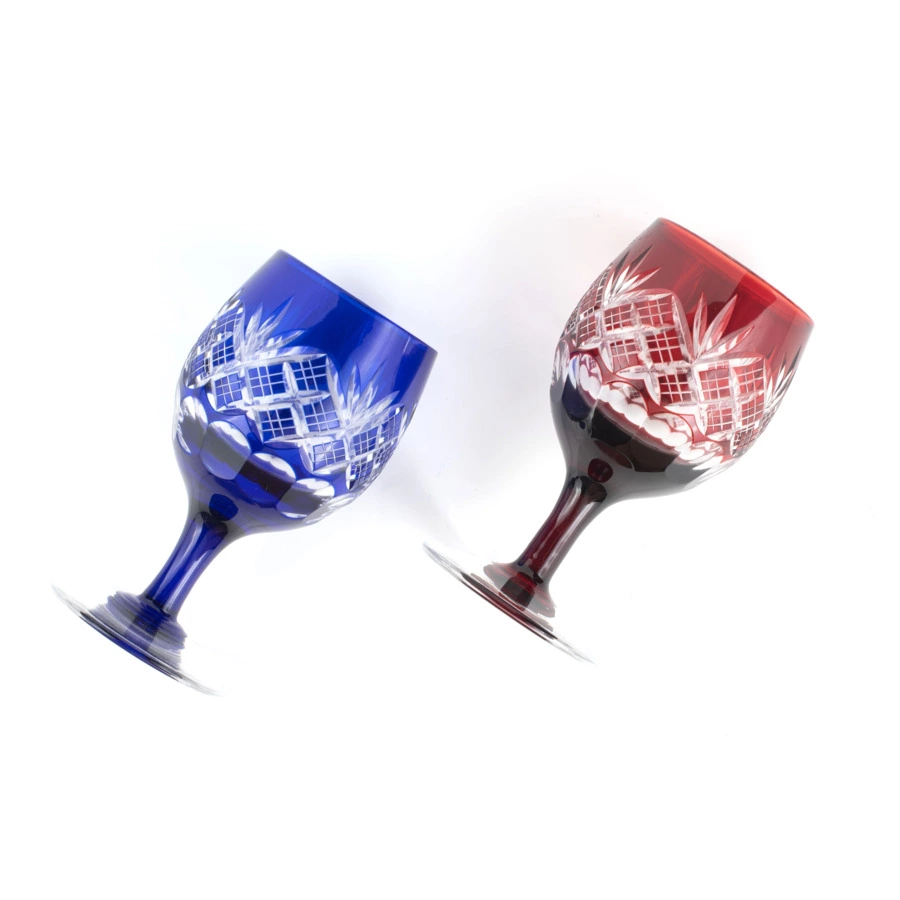Набор рюмок с узором Ярай Касури Tajima Glass 90 мл, 2 шт, стекло, в деревянной коробке