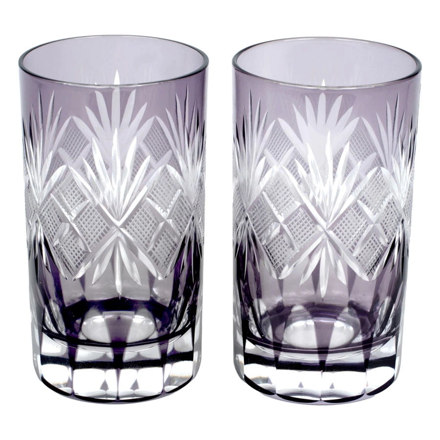 Набор стаканов с узором Нанако Tajima Glass 220 мл, 2 шт, стекло, фиолетовый, в деревянной коробке