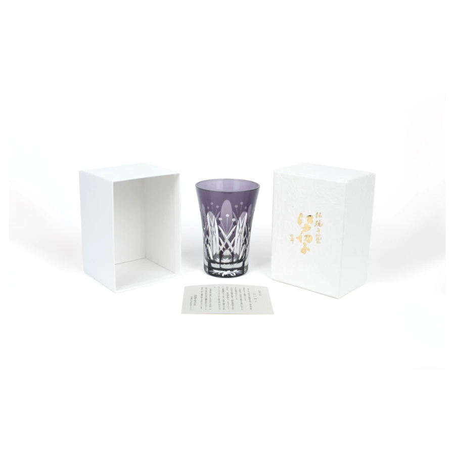 Стакан с узором Тама Ярай Tajima Glass 240 мл, стекло, фиолетовый, в белой шкатулке