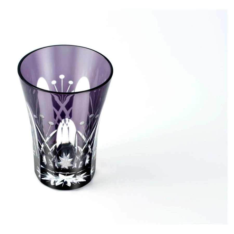 Стакан с узором Тама Ярай Tajima Glass 240 мл, стекло, фиолетовый, в белой шкатулке