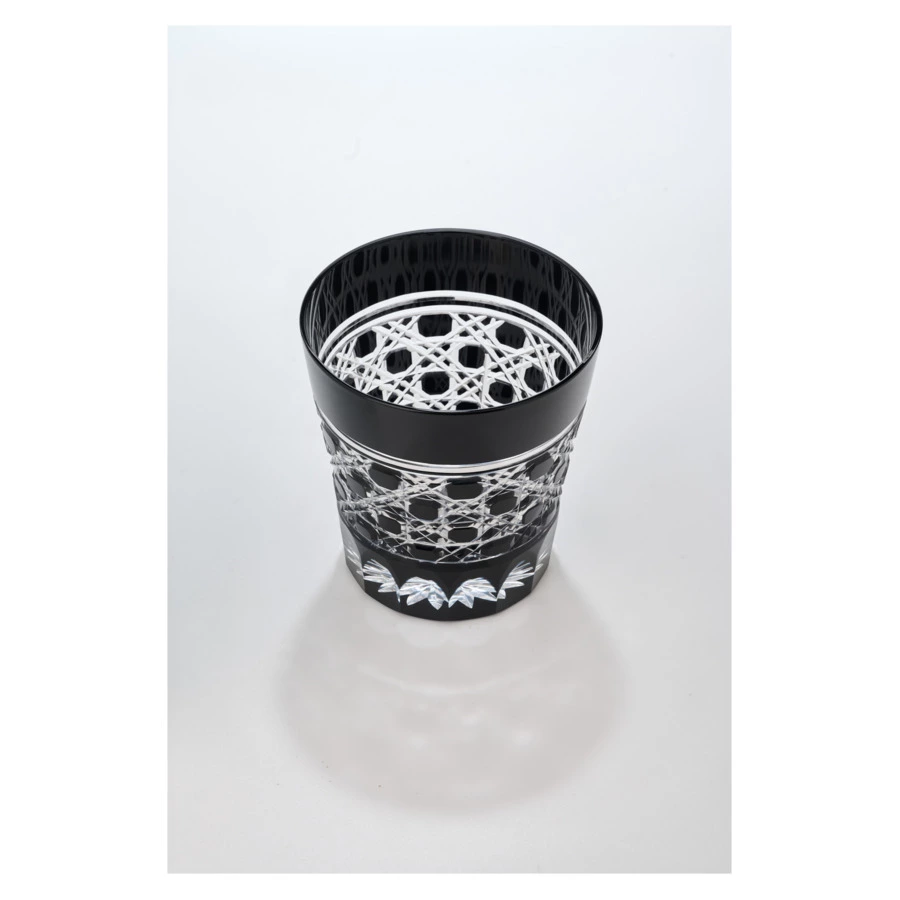 Стакан с восьмиугольным плетением Tajima Glass 340 мл, стекло, черный, в деревянной коробке