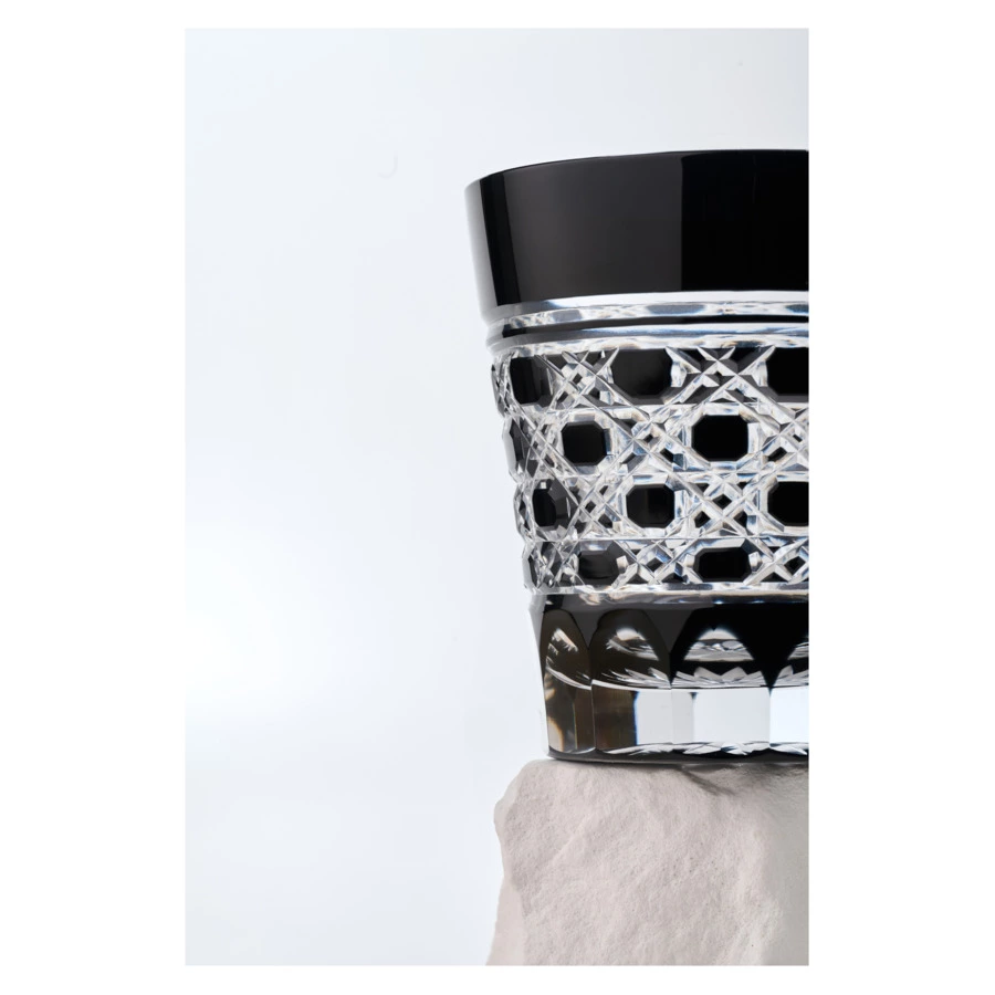 Стакан с восьмиугольным плетением Tajima Glass 340 мл, стекло, черный, в деревянной коробке