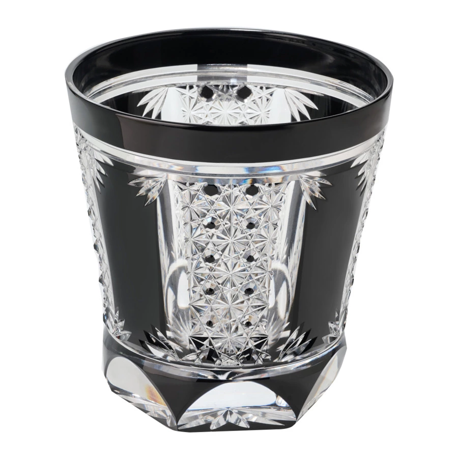 Стакан с узором из хризантем Tajima Glass 340 мл, стекло, черный, в деревянной коробке