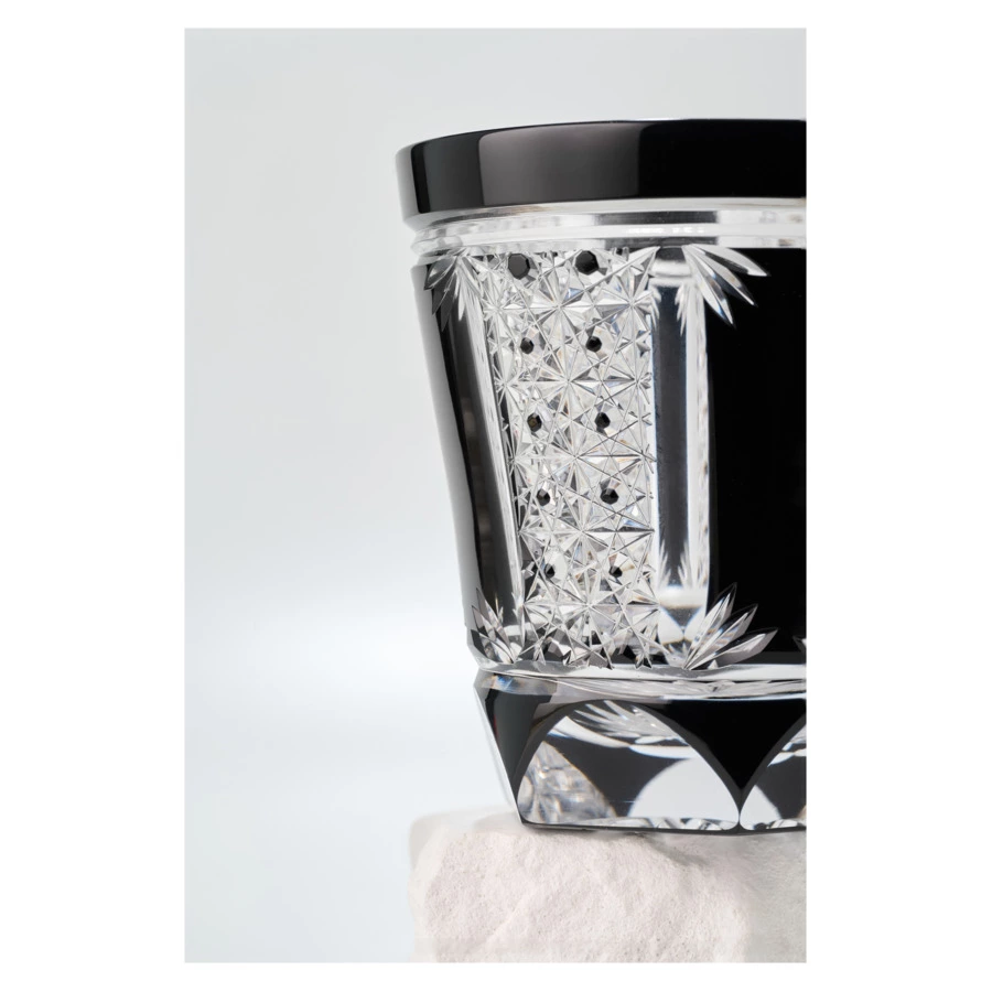 Стакан с узором из хризантем Tajima Glass 340 мл, стекло, черный, в деревянной коробке
