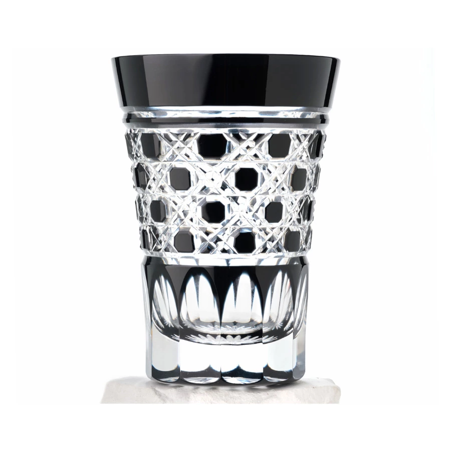Стакан с восьмиугольным плетением Tajima Glass 220 мл, стекло, черный, в деревянной коробке