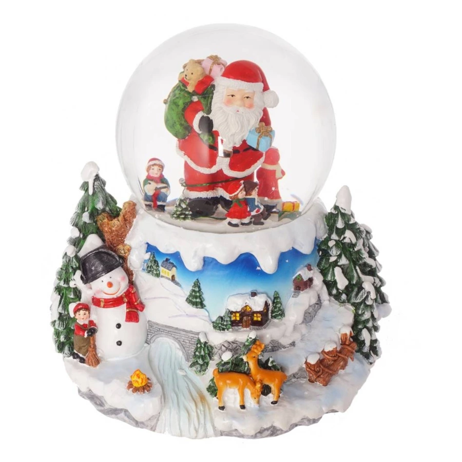 Снежный шар музыкальный Remeco Санта D12 см, полимер, стекло, с подсветкой