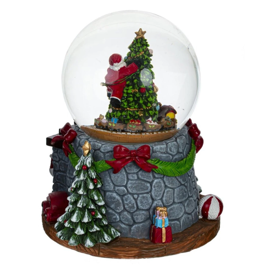 Снежный шар музыкальный Remeco Елка D12 см, полимер, стекло, с подсветкой