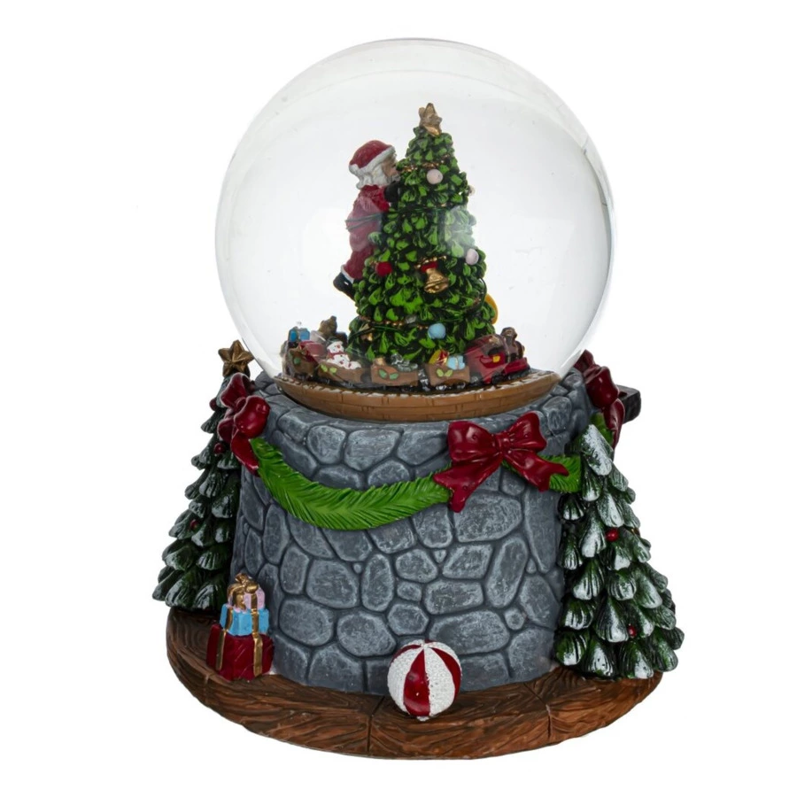 Снежный шар музыкальный Remeco Елка D12 см, полимер, стекло, с подсветкой