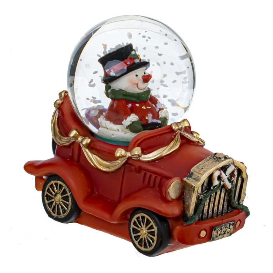 Снежный шар Remeco Снеговик на машине D4,5 см, полимер, стекло