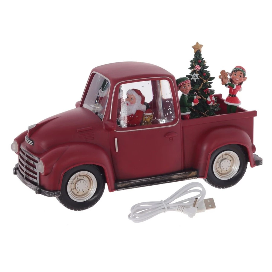 Изделие декоративное Remeco Дед Мороз на машине 28х12х17 см, полимер, стекло