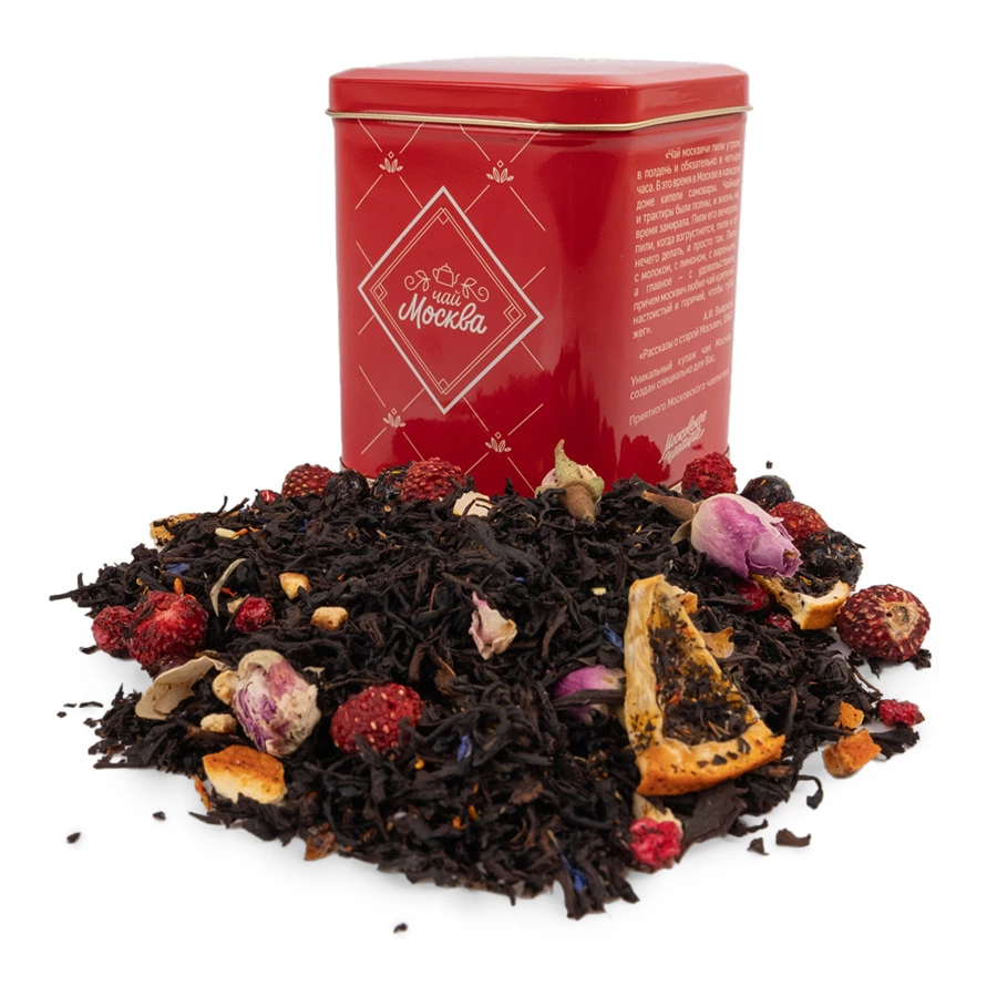 Чай черный листовой Московское чаепитие Москва 100 г, в железной банке
