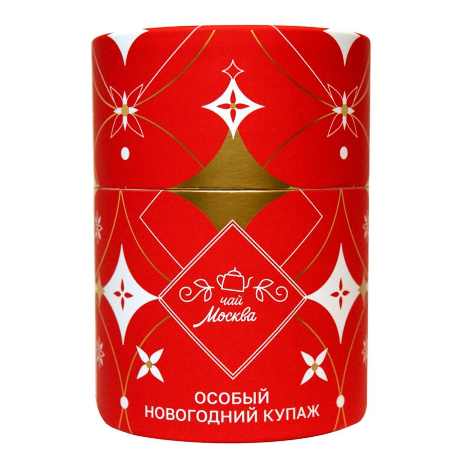 Чай черный листовой Московское чаептие Москва Особый Новогодний купаж 100 г, в тубусе
