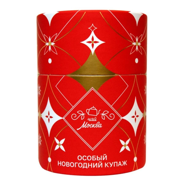 Чай черный листовой Московское чаептие Москва Особый Новогодний купаж 100 г, в тубусе