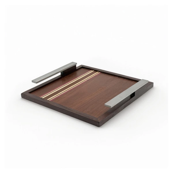 Поднос декоративный Platano Венеция Тёмная 28х28х5 см, термоясень, темно-коричневый