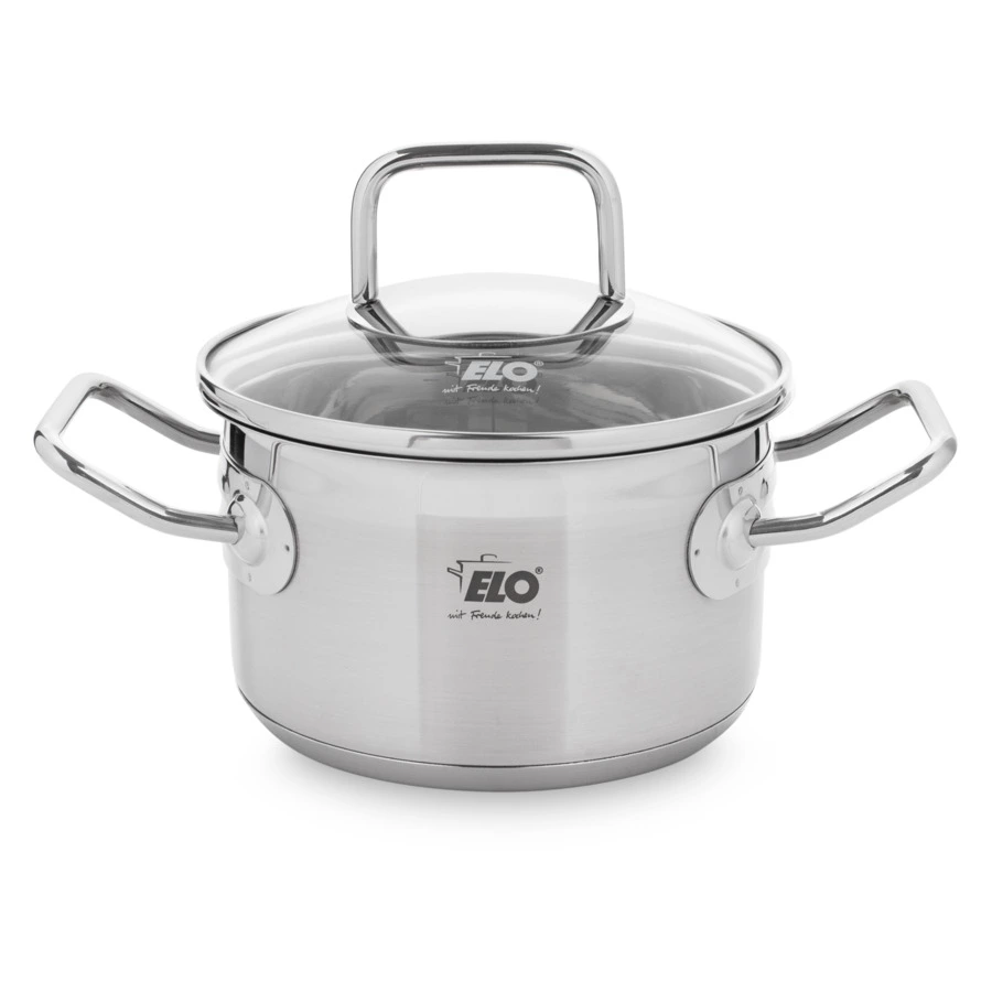 Кастрюля со стеклянной крышкой индукционная ELO Profi Duo Therm 1,1 л, сталь нержавеющая