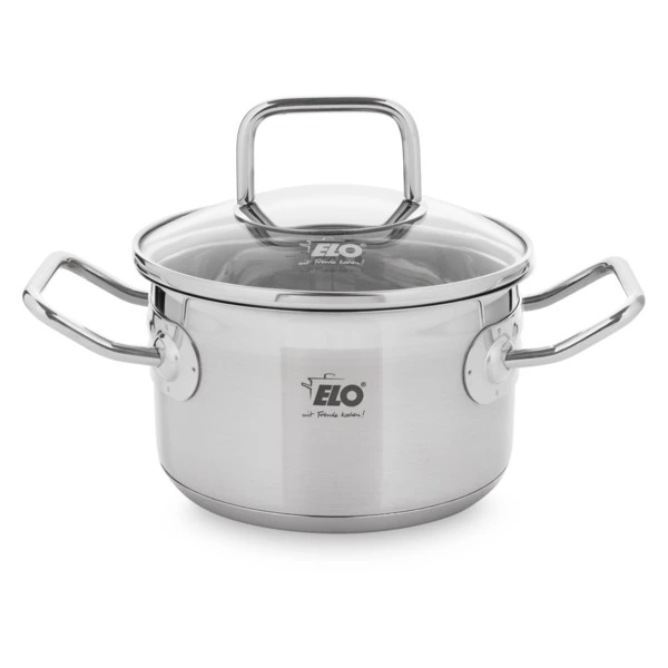 Кастрюля со стеклянной крышкой индукционная ELO Profi Duo Therm 1,1 л, сталь нержавеющая