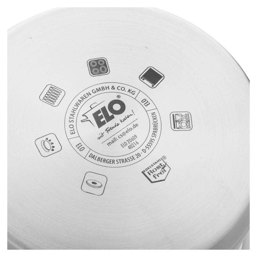 Кастрюля со стеклянной крышкой индукционная ELO Profi Duo Therm 1,6 л, сталь нержавеющая