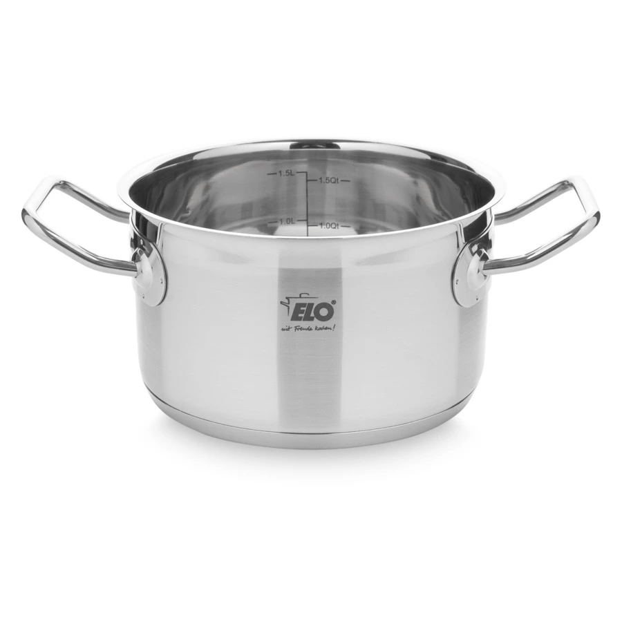 Кастрюля со стеклянной крышкой индукционная ELO Profi Duo Therm 1,6 л, сталь нержавеющая