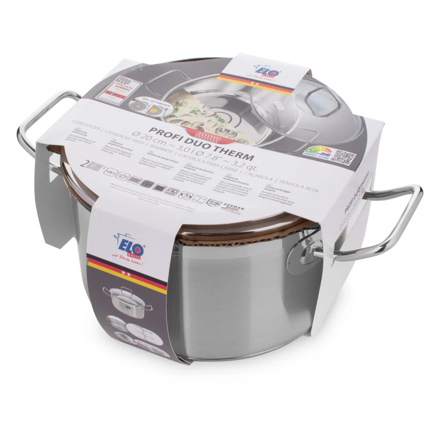 Кастрюля со стеклянной крышкой индукционная ELO Profi Duo Therm 3 л, сталь нержавеющая