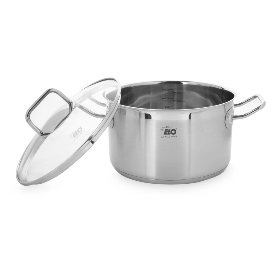 Кастрюля со стеклянной крышкой индукционная ELO Profi Duo Therm 3 л, сталь нержавеющая
