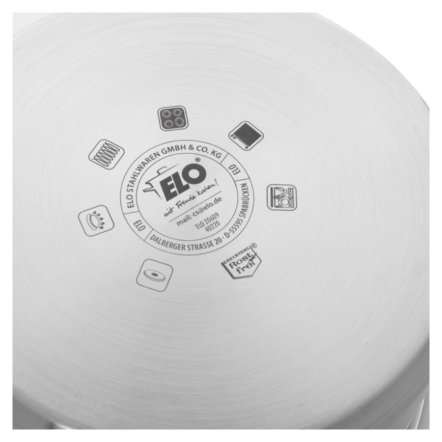 Кастрюля со стеклянной крышкой индукционная ELO Profi Duo Therm 3 л, сталь нержавеющая