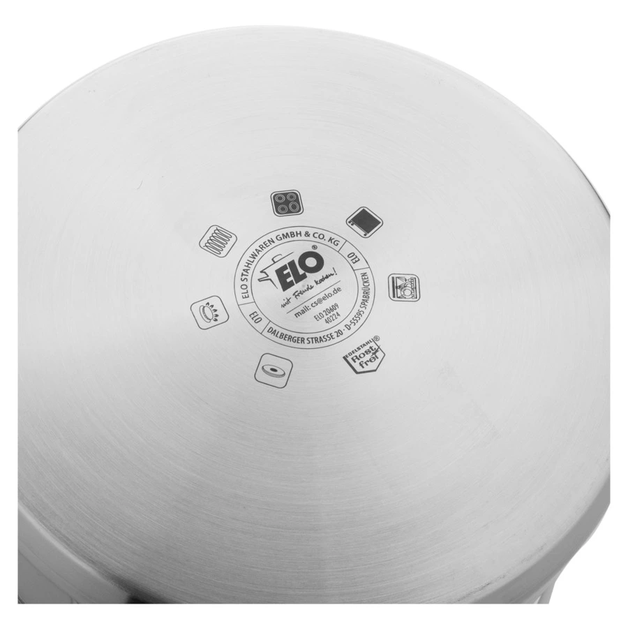 Кастрюля со стеклянной крышкой индукционная ELO Profi Duo Therm 5,3 л, сталь нержавеющая