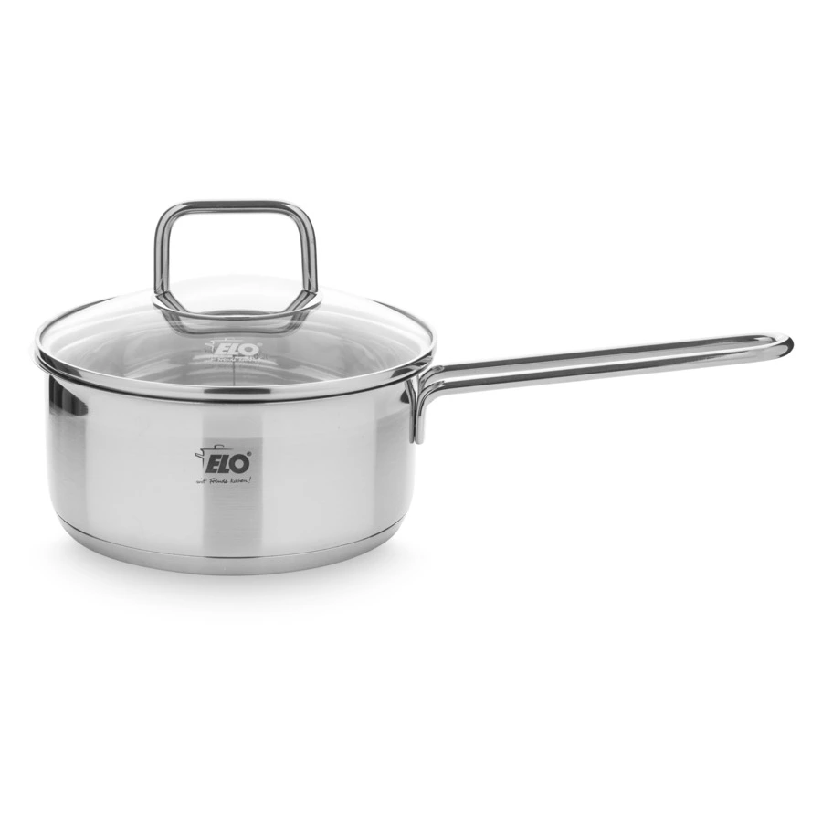 Ковш со стеклянной крышкой индукционная ELO Profi Duo Therm 1,1 л, сталь нержавеющая