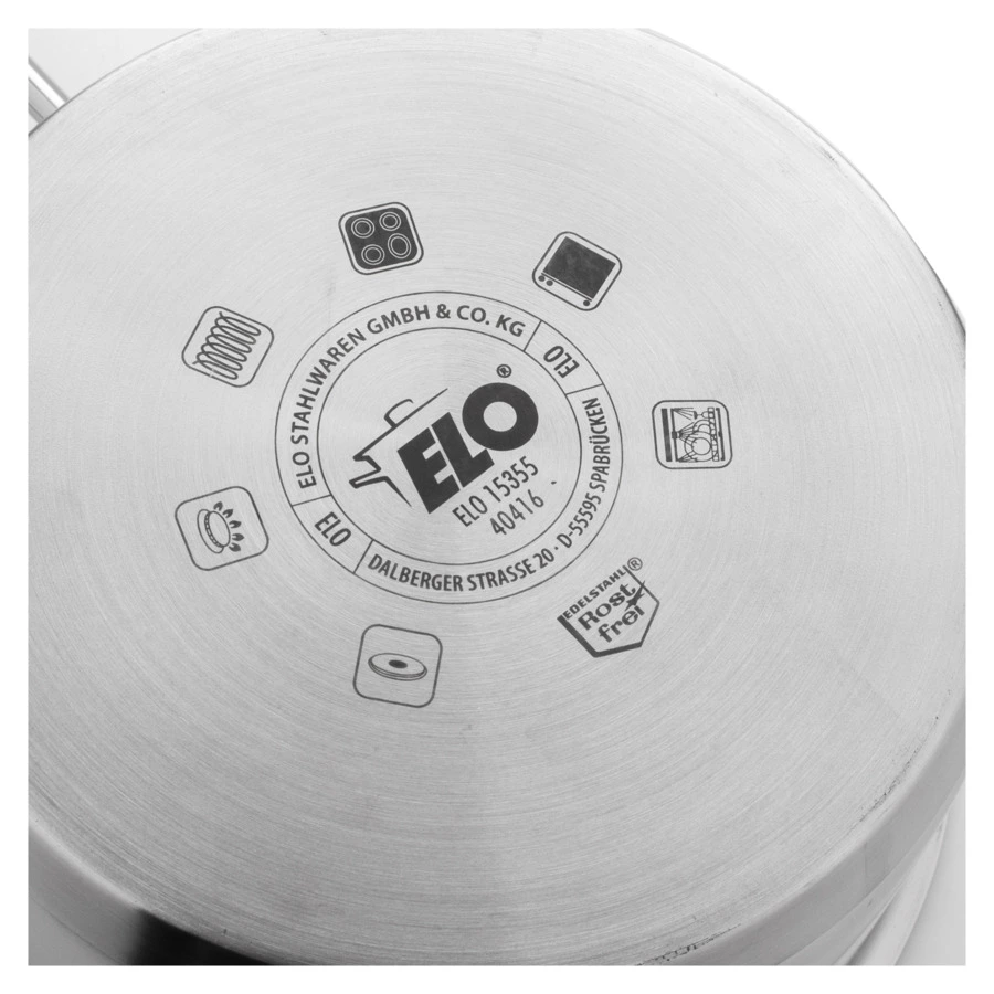 Ковш со стеклянной крышкой индукционная ELO Profi Duo Therm 1,1 л, сталь нержавеющая