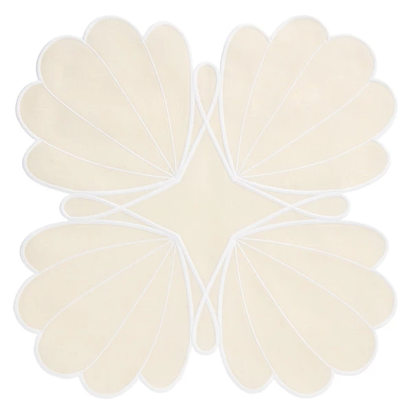 Салфетка подстановочная Amitile Витраж 41х41 см, лен, бежевая, вышивка белая, п/к