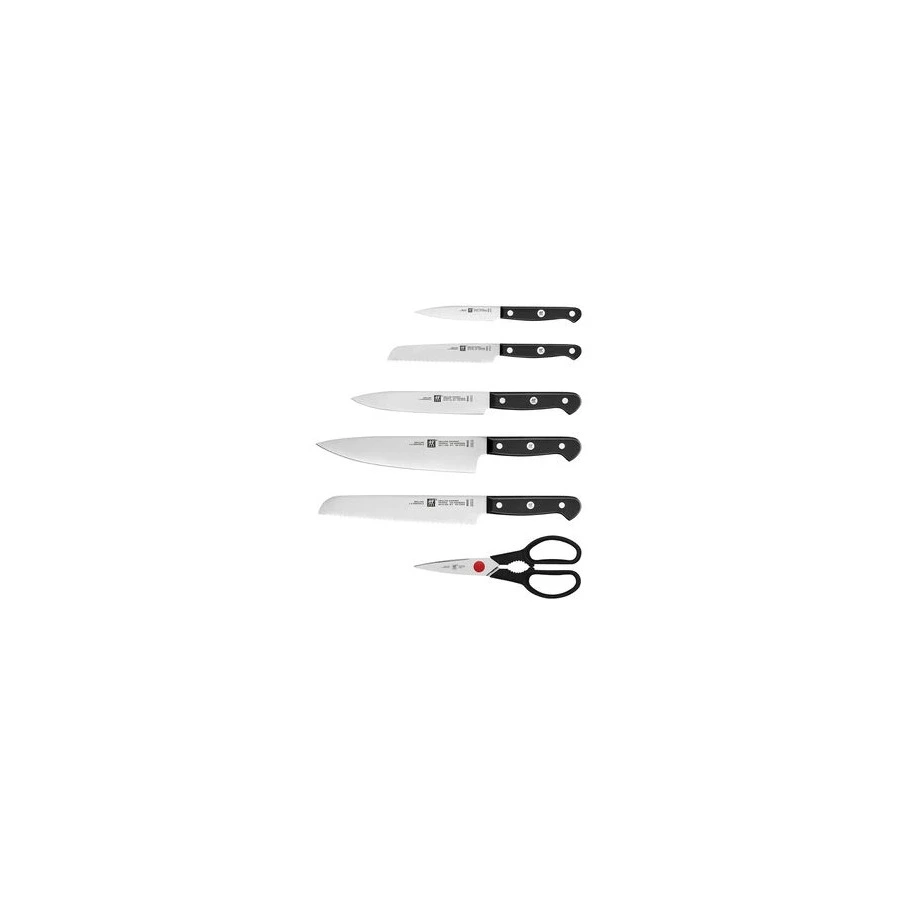 Набор кухонных ножей с заточкой Zwilling Gourmet 7 предметов, сталь нержавеющая, серый, п/к