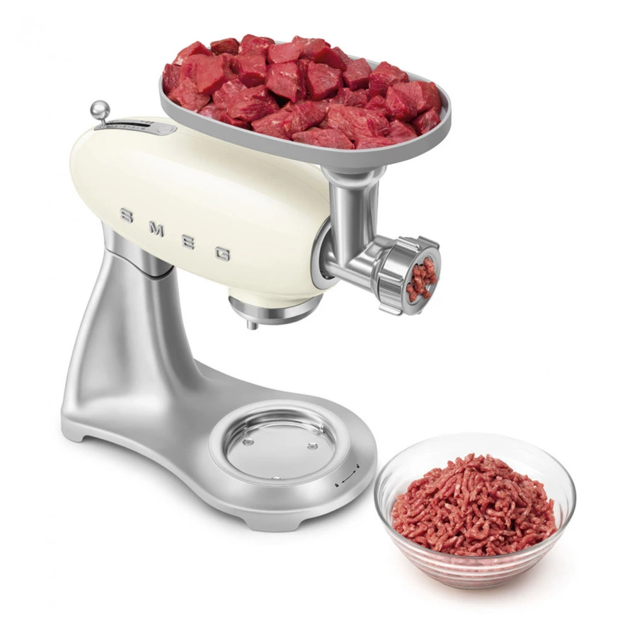 Миксер планетарный SMEG SMF04CREU, 800 Вт, чаша стальная 4,8 л, 3 насадки, кремовый