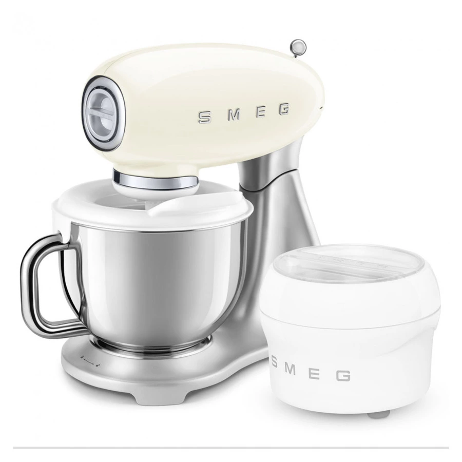 Миксер планетарный SMEG SMF04CREU, 800 Вт, чаша стальная 4,8 л, 3 насадки, кремовый