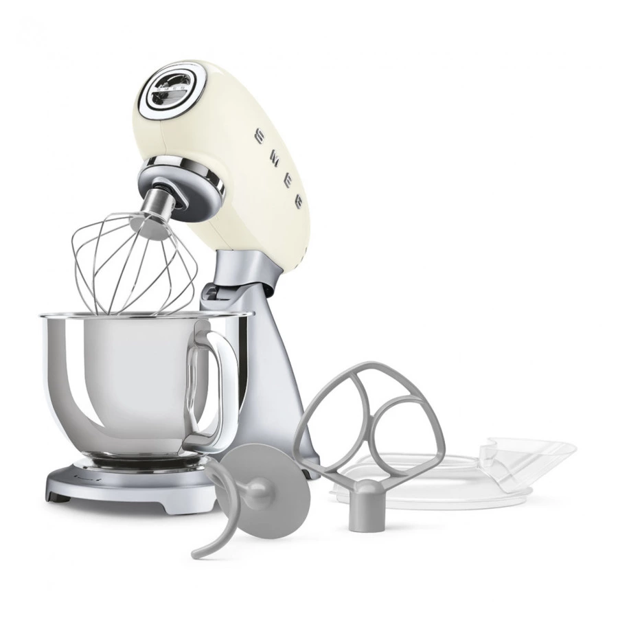 Миксер планетарный SMEG SMF04CREU, 800 Вт, чаша стальная 4,8 л, 3 насадки, кремовый