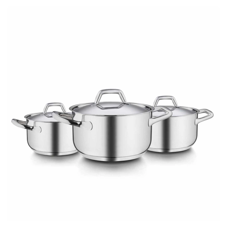 Набор посуды из 3-х кастрюль с крышками Barazzoni Chef Line 16 см, 20 см, 24 см, сталь нержавеющая