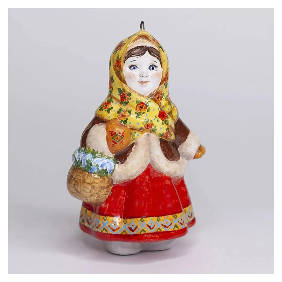 Елочная игрушка Настенька с подснежником Ярославская керамическая мануфактура