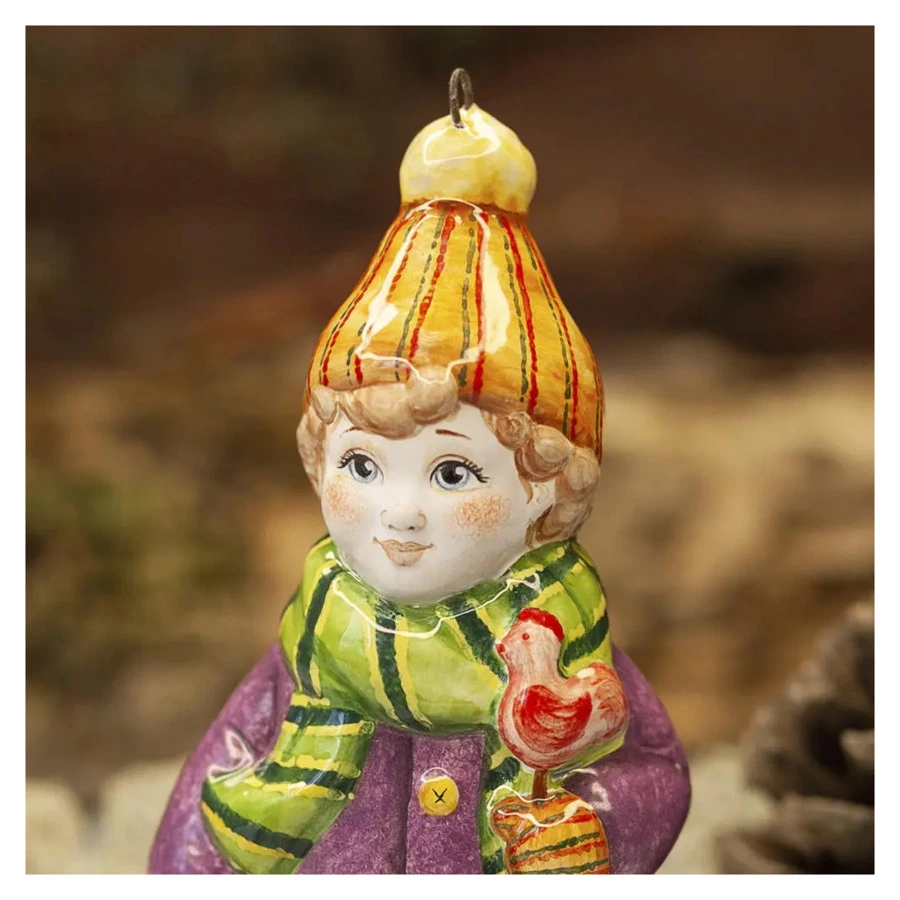 Елочная игрушка Сашенька с леденцом Ярославская керамическая мануфактура