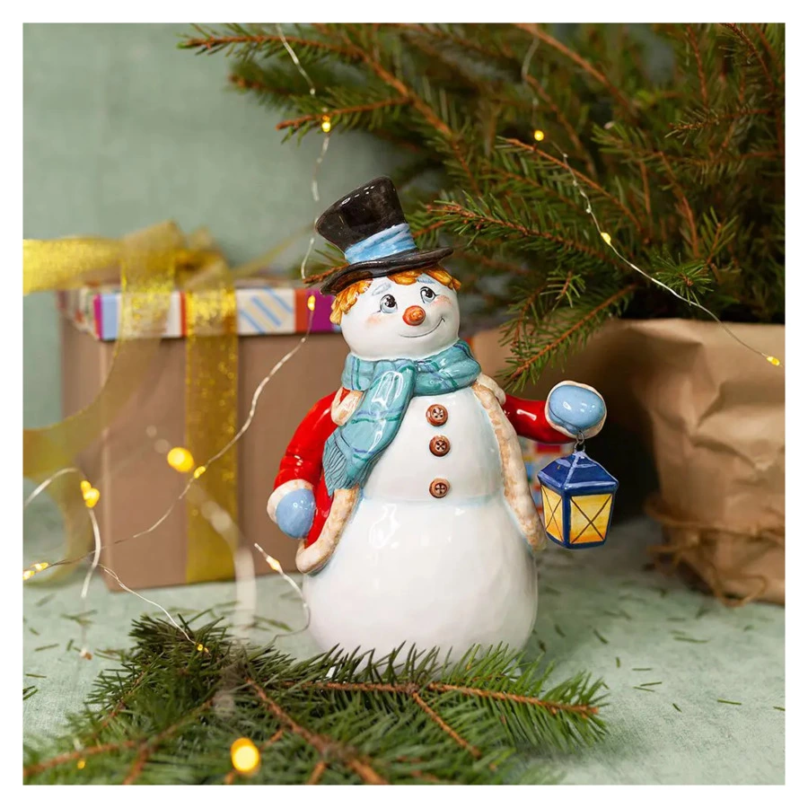 Снеговик с фонариком Ярославская керамическая мануфактура