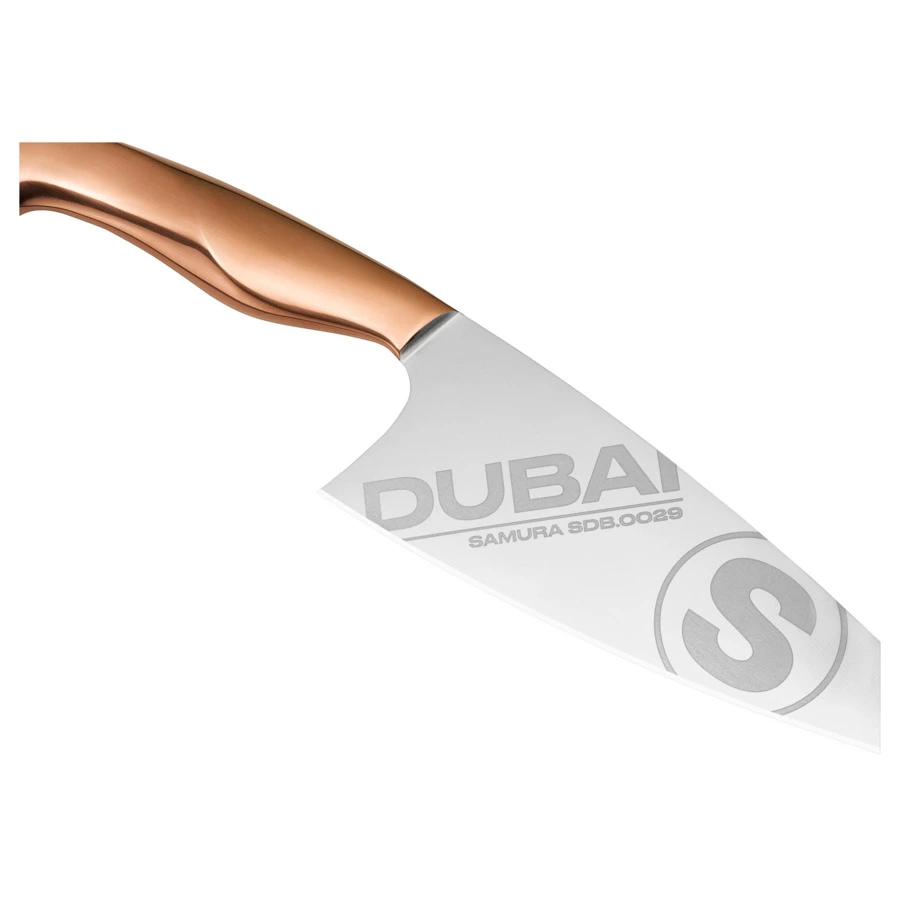 Нож кухонный Боги Samura Dubai 16,4 см, сталь нержавеющая, розовое золото