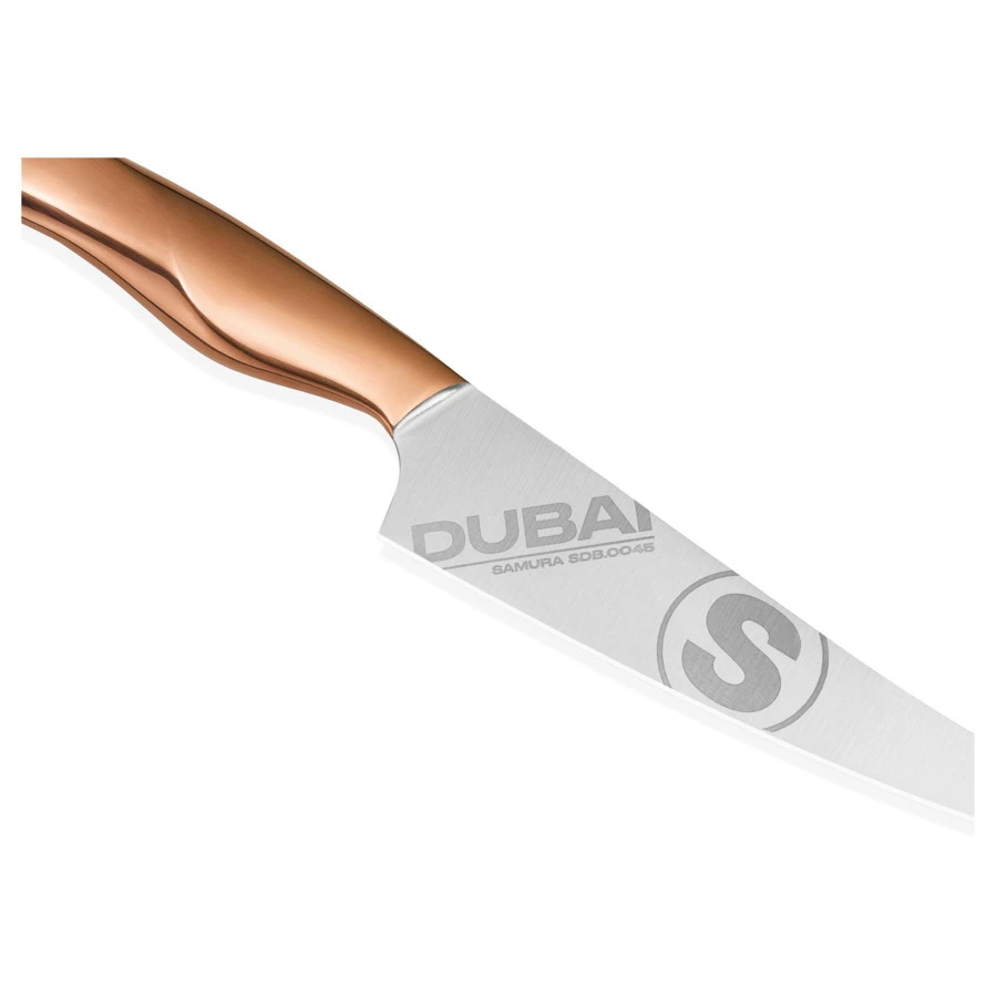 Нож кухонный для нарезки Слайсер Samura Dubai 19,3 см, сталь нержавеющая, розовое золото