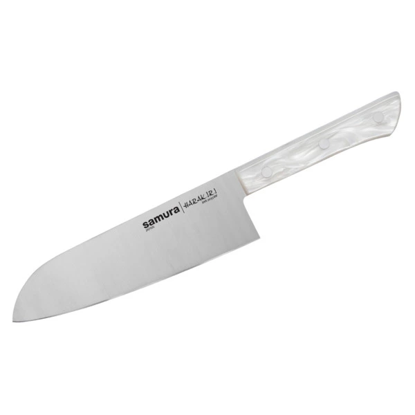 Нож кухонный Сантоку Samura Harakiri 17,5 см, сталь, белый акрил