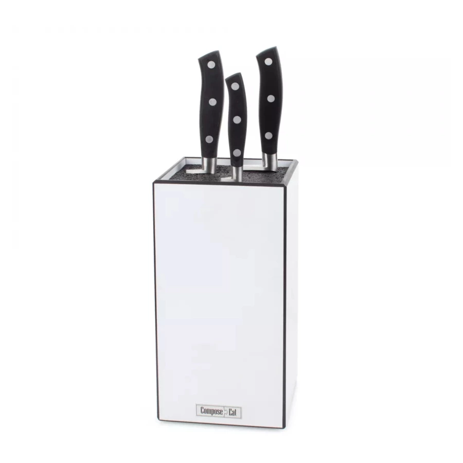 Подставка для кухонных ножей универсальная ComposeEat Fashion White & Black 12х12х24см, композитный
