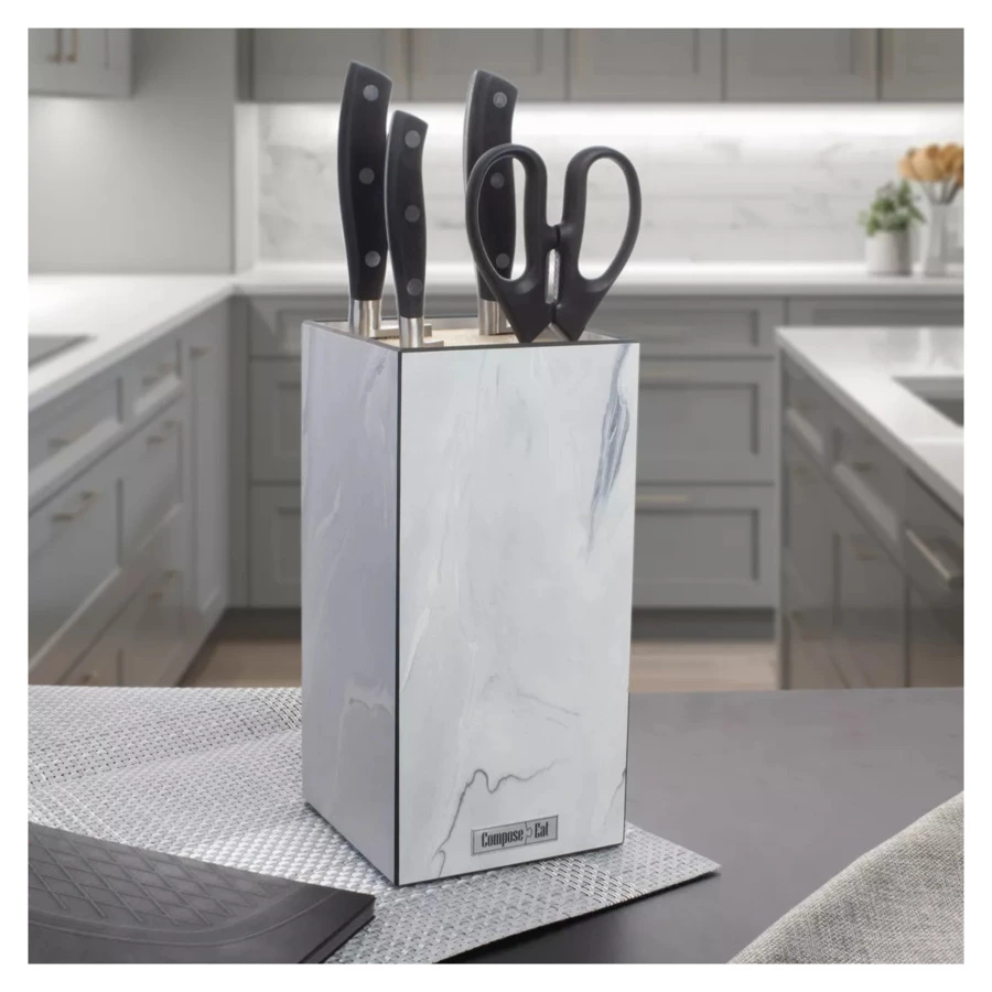 Подставка для кухонных ножей универсальная ComposeEat Elegance 11х11х24 см, Арктика, композитный мат