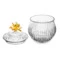 Конфетница с крышкой Decor de table Дефанс Магнолия 23,5х17,5 см, хрусталь, цветок янтарно-зеленый