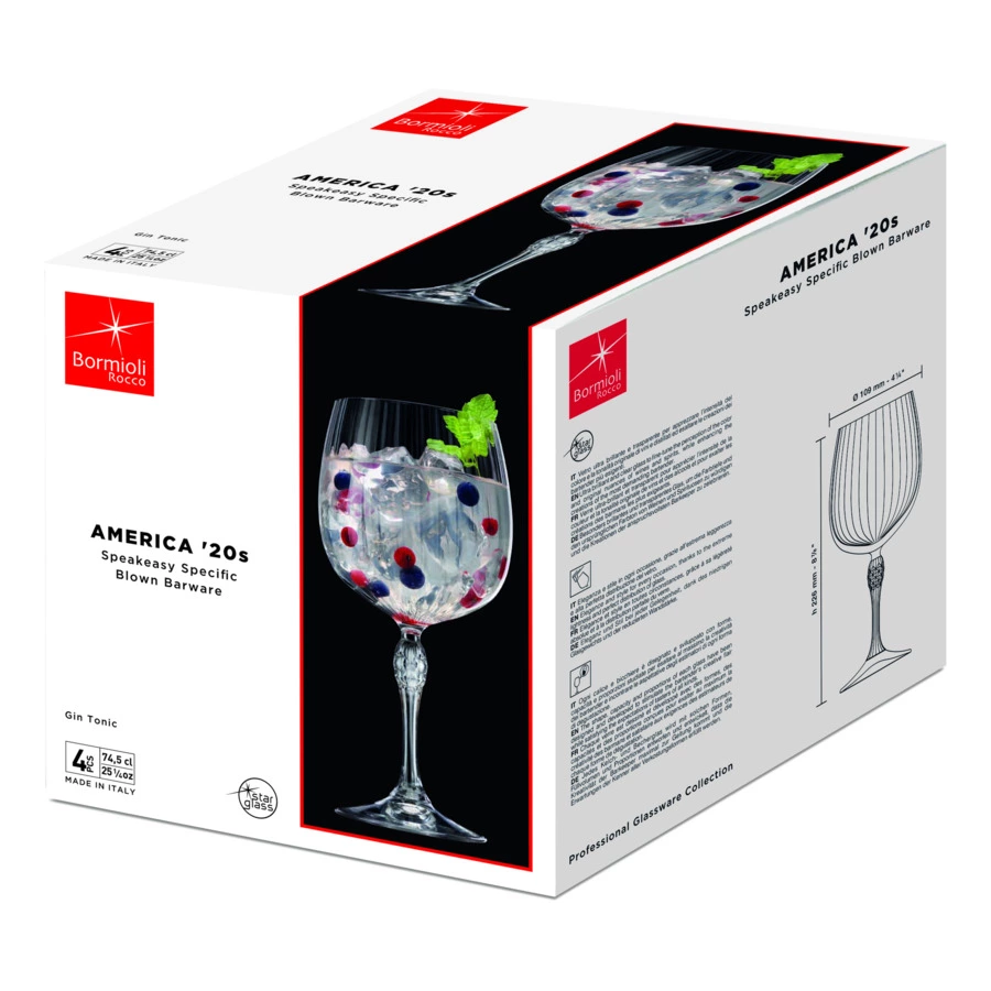 Набор бокалов Bormioli Rocco America'20s GIN TONIC 745 мл, 4 шт, стекло