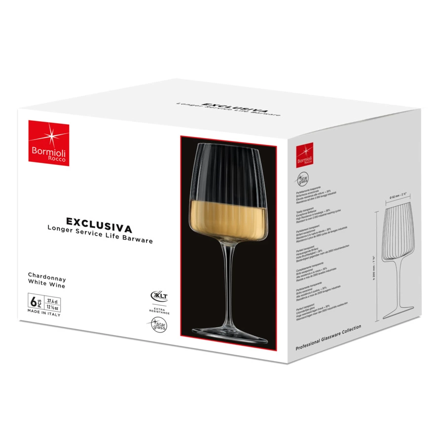 Набор бокалов для белого вина Bormioli Rocco EXCLUSIVA CHARDONNAY 374 мл, 6 шт, стекло
