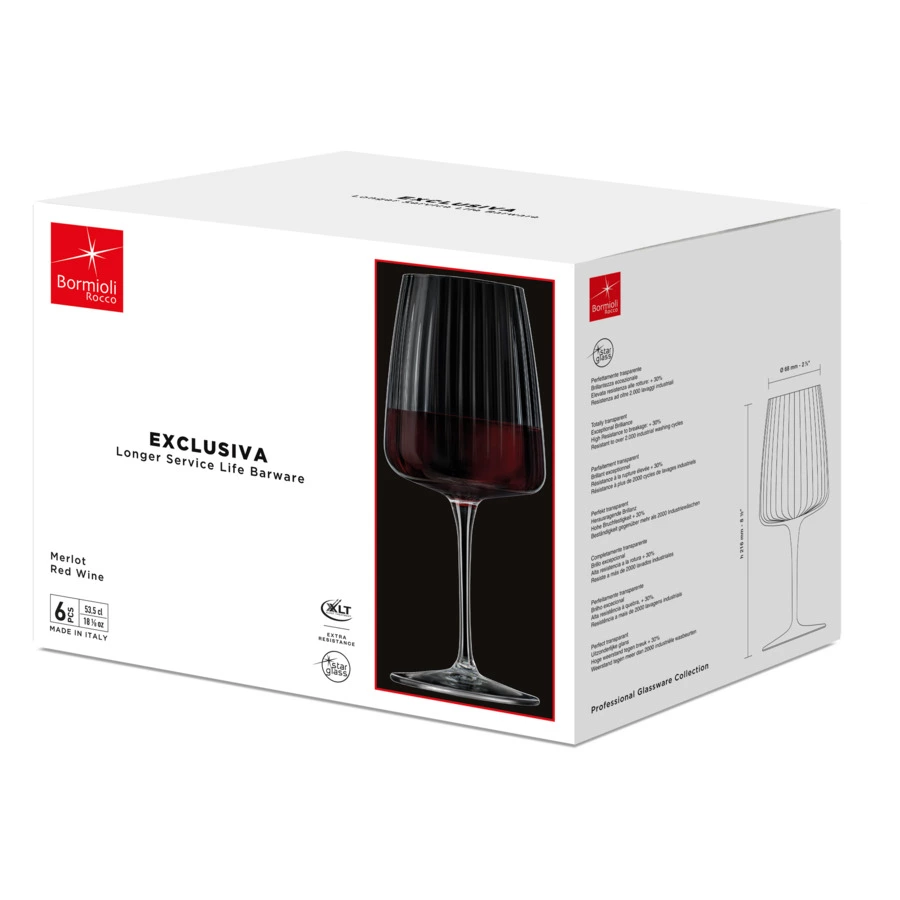 Набор бокалов для красного вина Bormioli Rocco EXCLUSIVA MERLOT 535 мл, 6 шт, стекло