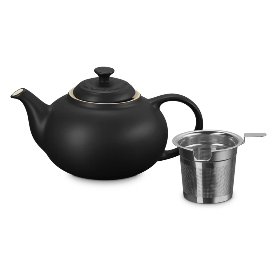 Чайник объем Le Creuset Matte Black 1,3 л, с ситечком из стали, каменная керамика