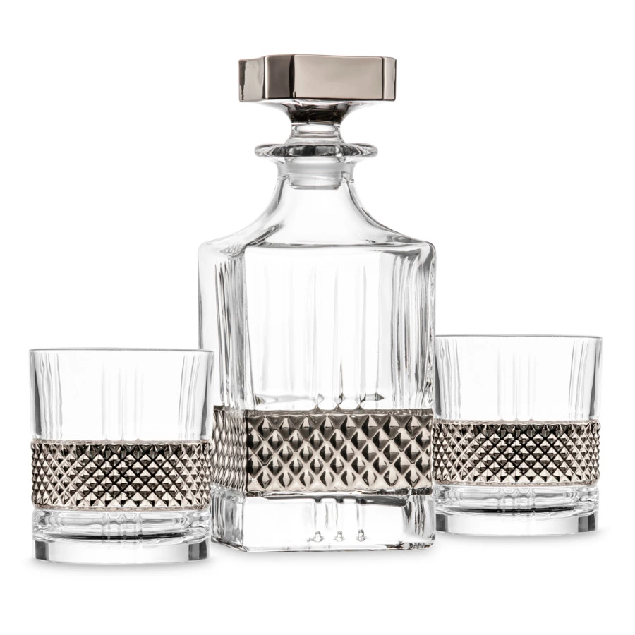 Набор для виски Eisch Glen, штоф 850 мл, 2 стакана 330 мл, платиновый декор, ручная работа, п/к