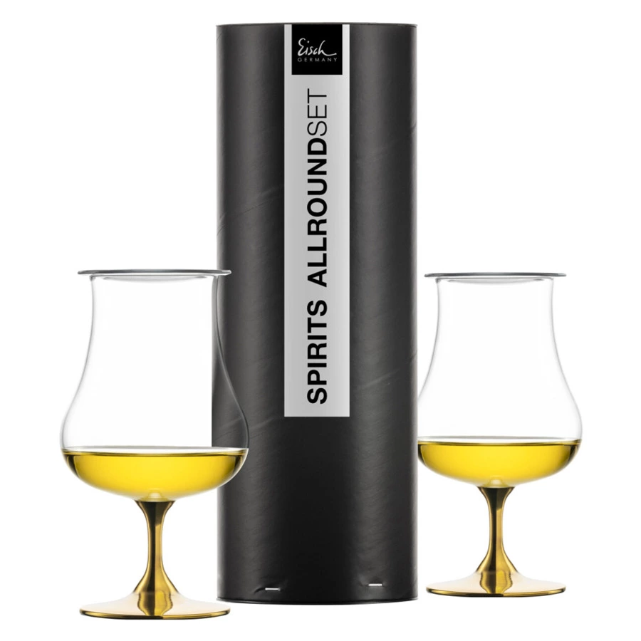 Набор бокалов для крепких напитков с арома крышкой Eisch Gentleman 220 мл, 2 шт, золотой декор, ручн