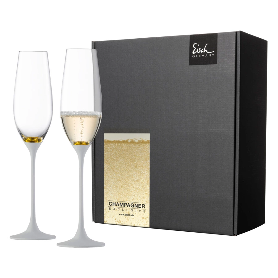 Набор бокалов для шампанского Eisch Champagner Exclusive 210 мл, 2 шт, бело-золотой декор, стекло, р
